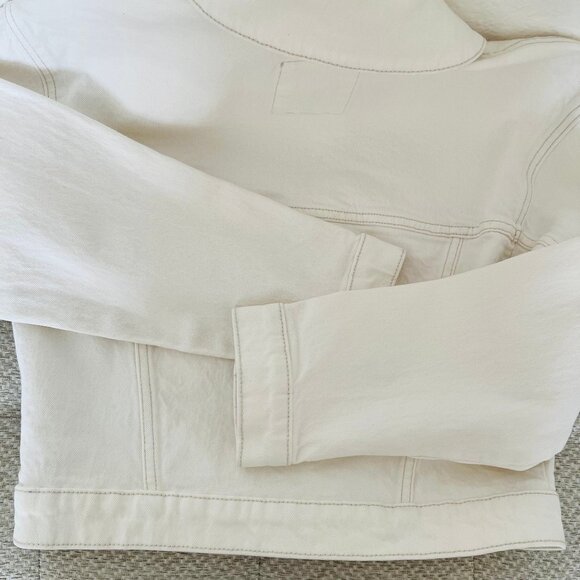 Abercrombie & Fitch NEW! Cropped Denim Jean Jacket In Cream/Bleached Wash XS - Picture 12 of 15